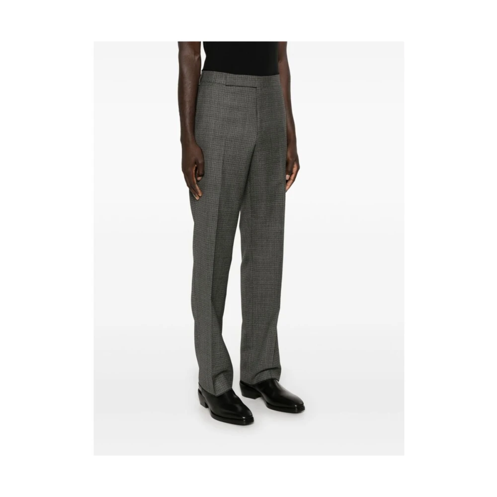 Lardini Houndstooth Patroon Tapered Leg Broek Gray Heren