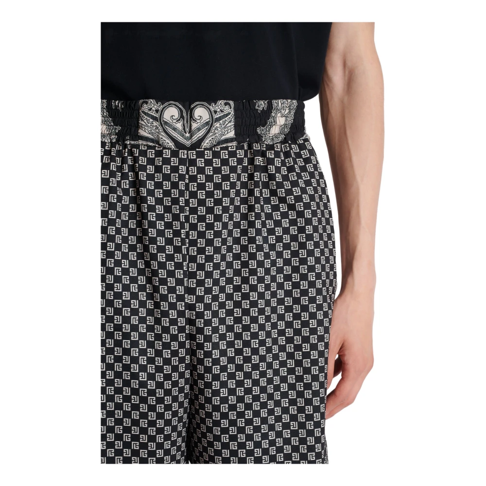 Balmain Mini Paisley Monogram Shorts Black Heren