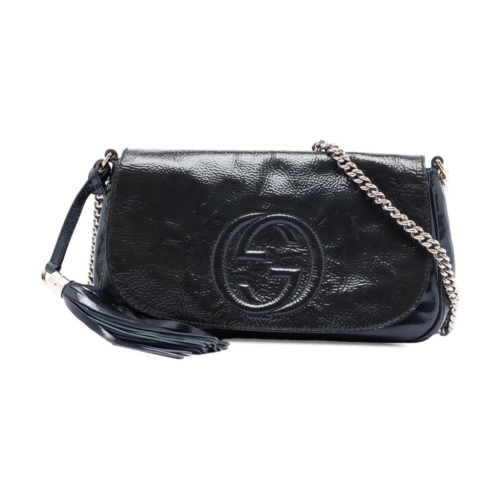 Gucci Vintage Women's Blue Pre-Owned Shoulder Bag With Chain Strap
