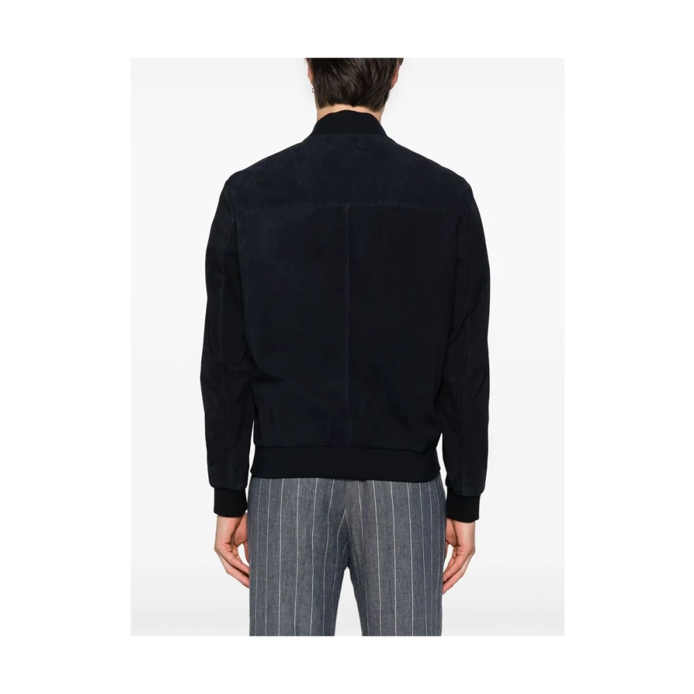 Brioni Navy Blauw Rits-Front Buitenkleding Blue Heren