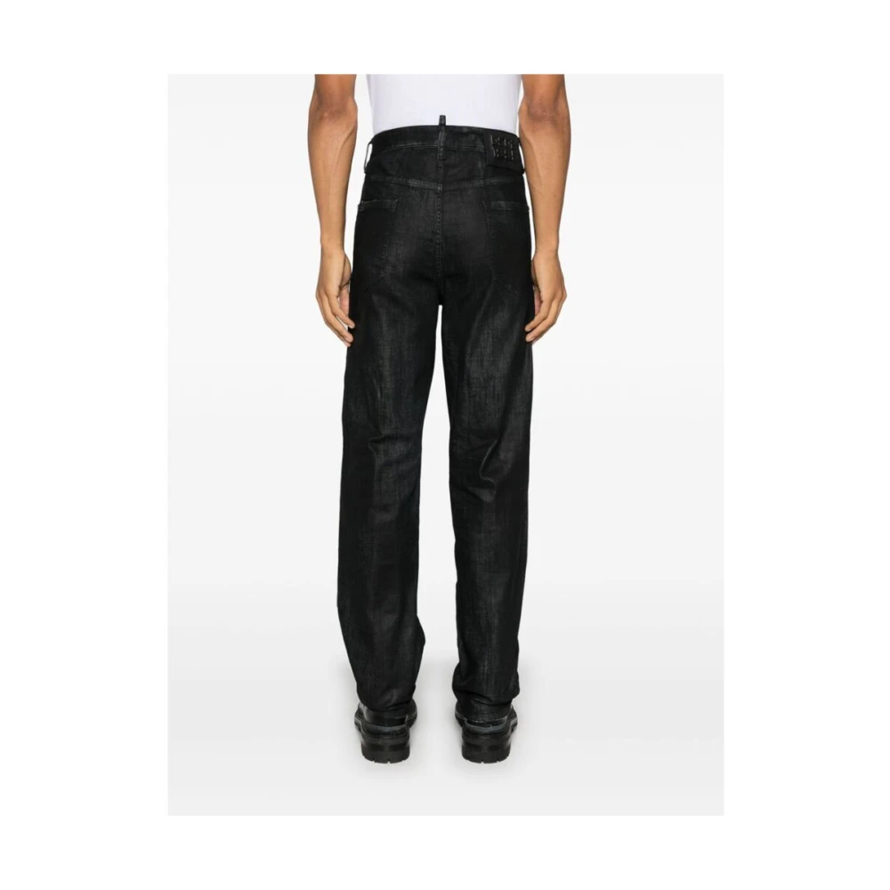 Dsquared2 Zwarte Coated Denim Jeans Black Heren