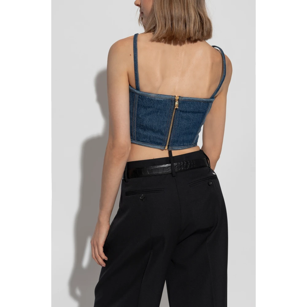 Versace Denim top met bandjes Blue Dames