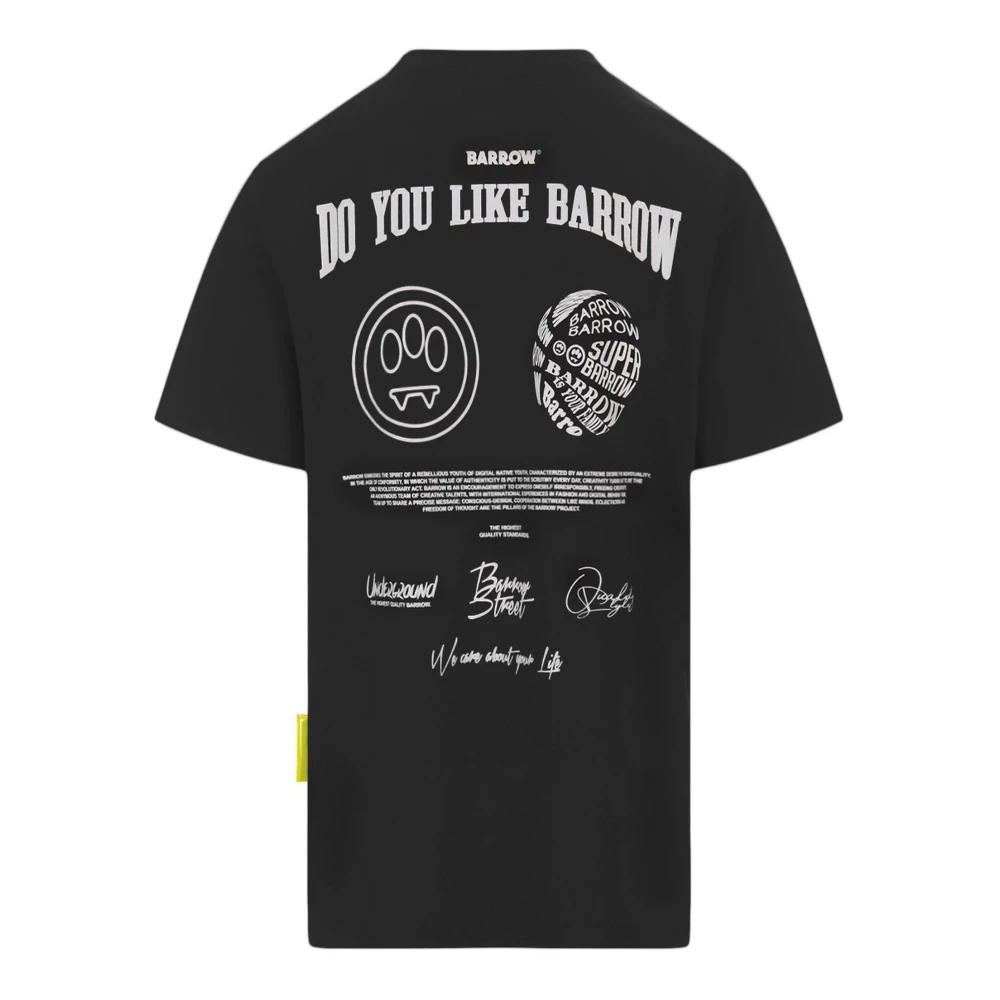 Barrow Zwarte katoenen T-shirt met logo print Black Heren
