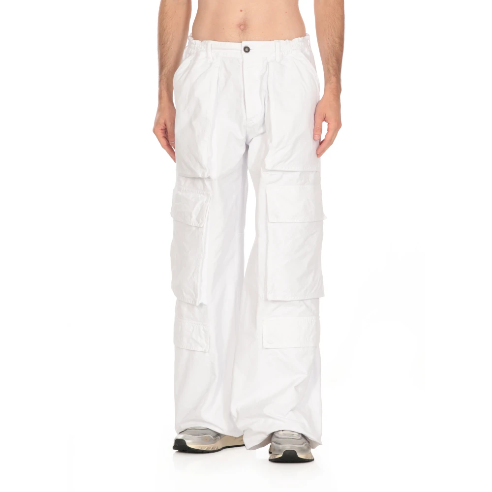 Dsquared2 Cargo Broek Wit Elastische Taille Zakken White Heren