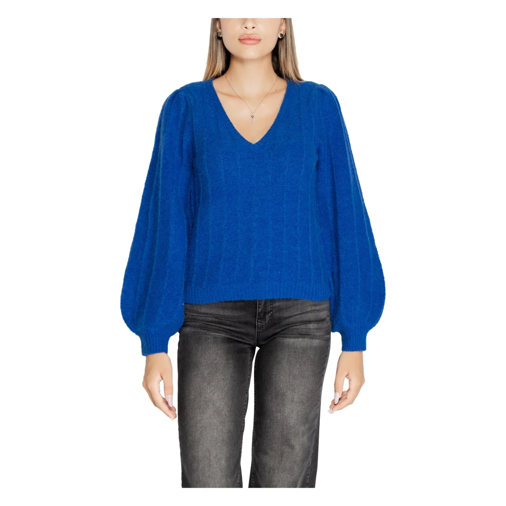 Guess Women's Blue V-Neck Knitwear, L, V-Neck Knitwear