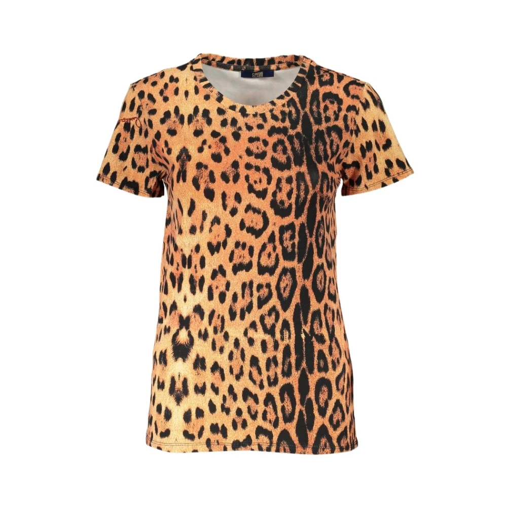 Cavalli Class Women's Orange Patterned Short Sleeve T-Shirt 2XL