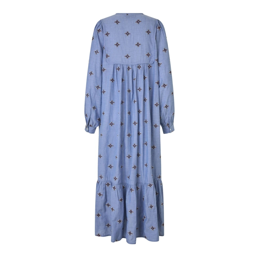 Lollys Laundry Women's Blue Maxi Dress With Embroidered Pattern - Maxi Dresses - Xs - Dresses