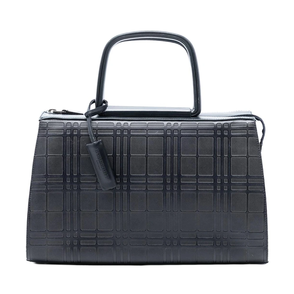 Burberry Vintage Women's Blue Vintage Handbags, One Size, Pre-Owned Structured Top Handle Bag