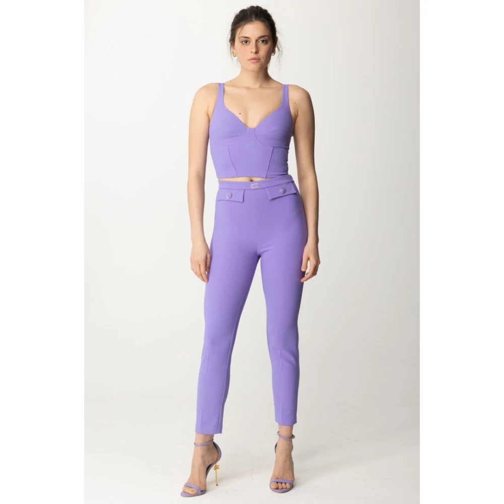 Elisabetta Franchi Cropped Trousers Purple Dames
