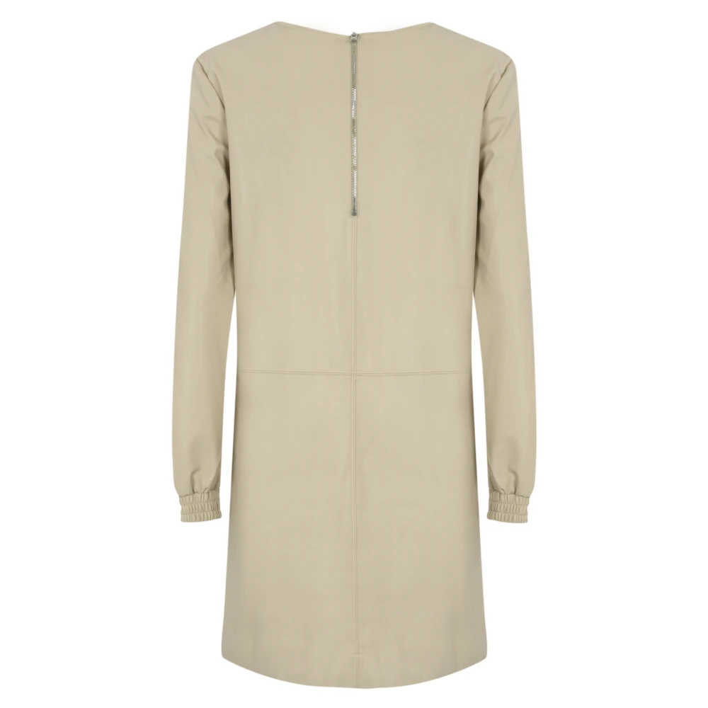 Max Mara Korte Jersey Jurk Lange Mouwen Beige Dames