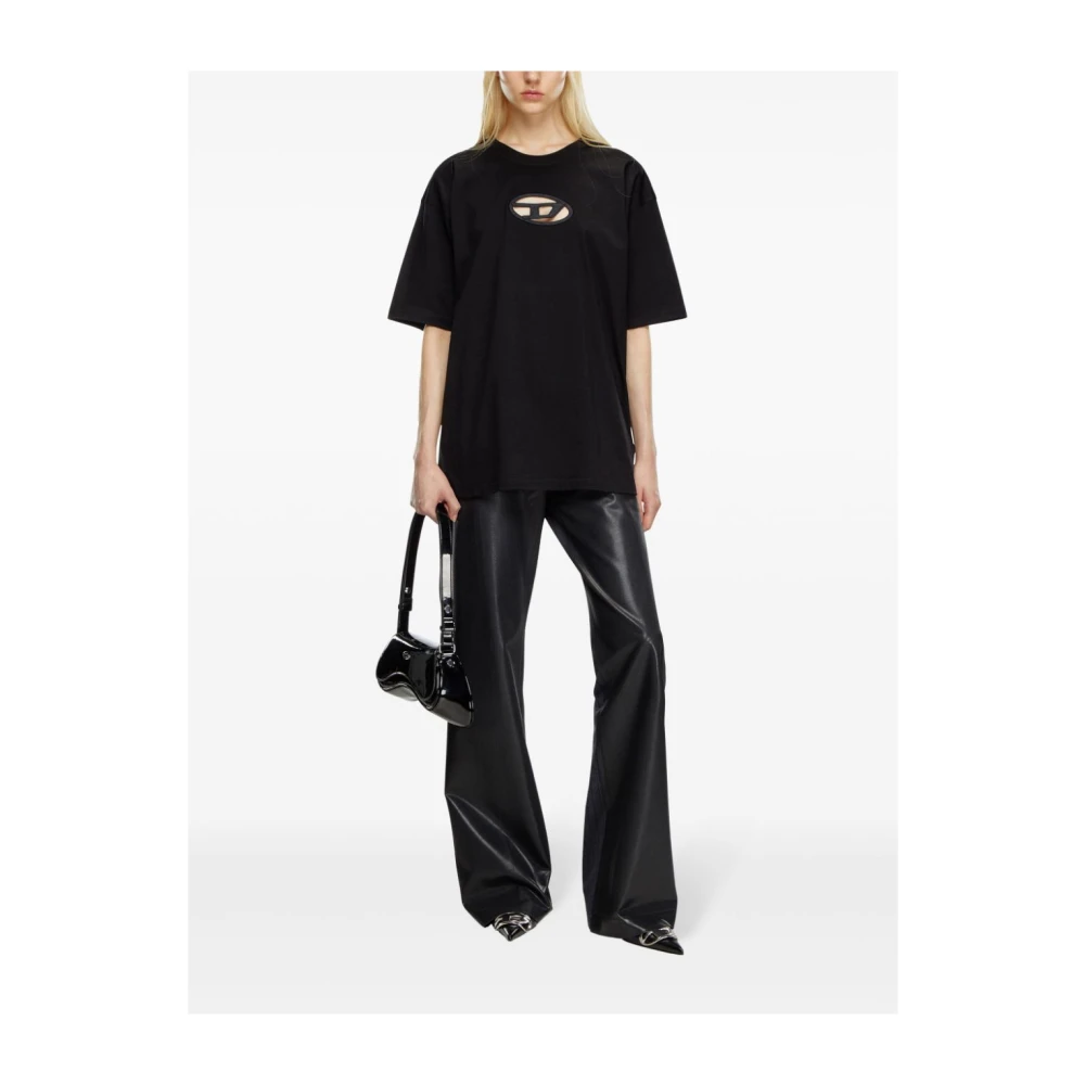 Diesel Zwart T-shirt met uitgesneden logo Black Heren