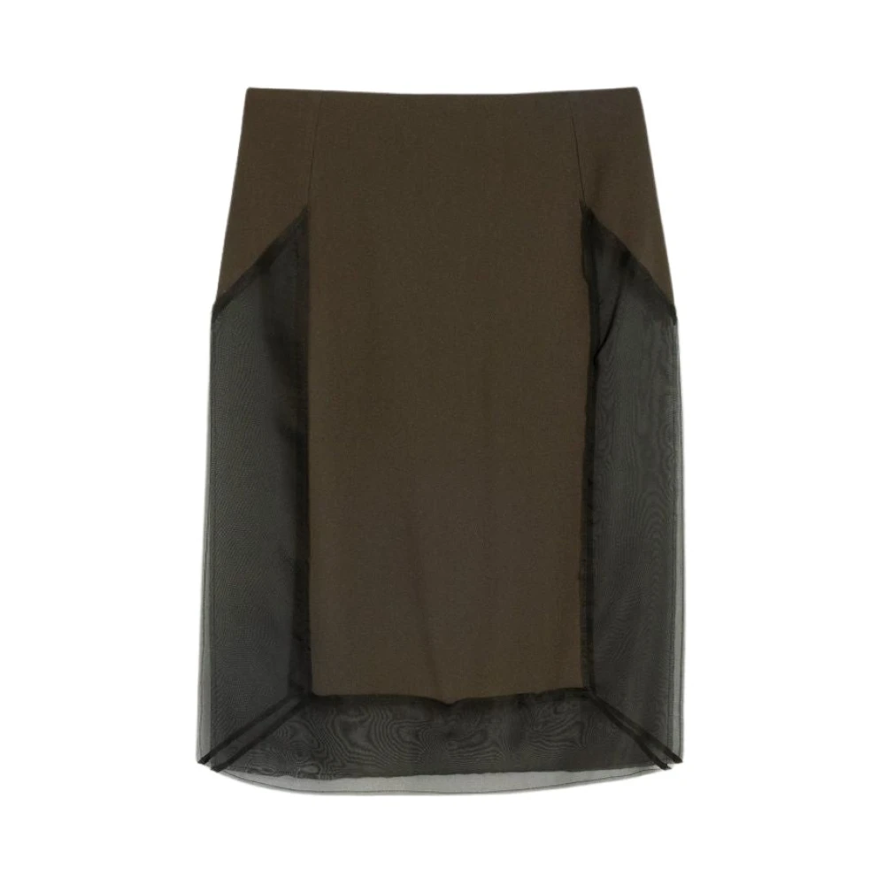 Ami Paris Crepe Midi Rok Brown Dames