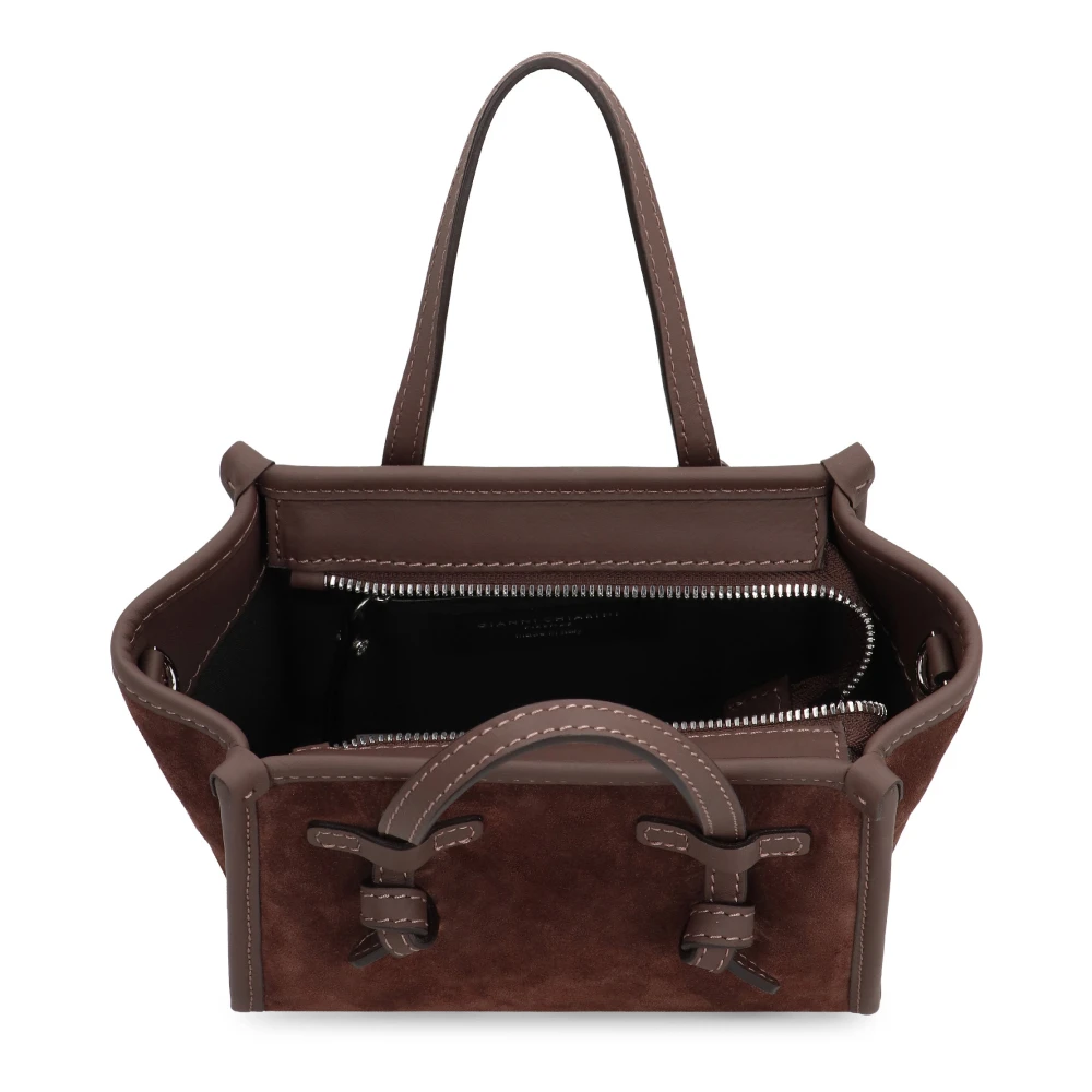 Gianni Chiarini Suède handtas met leren handvatten Brown Dames