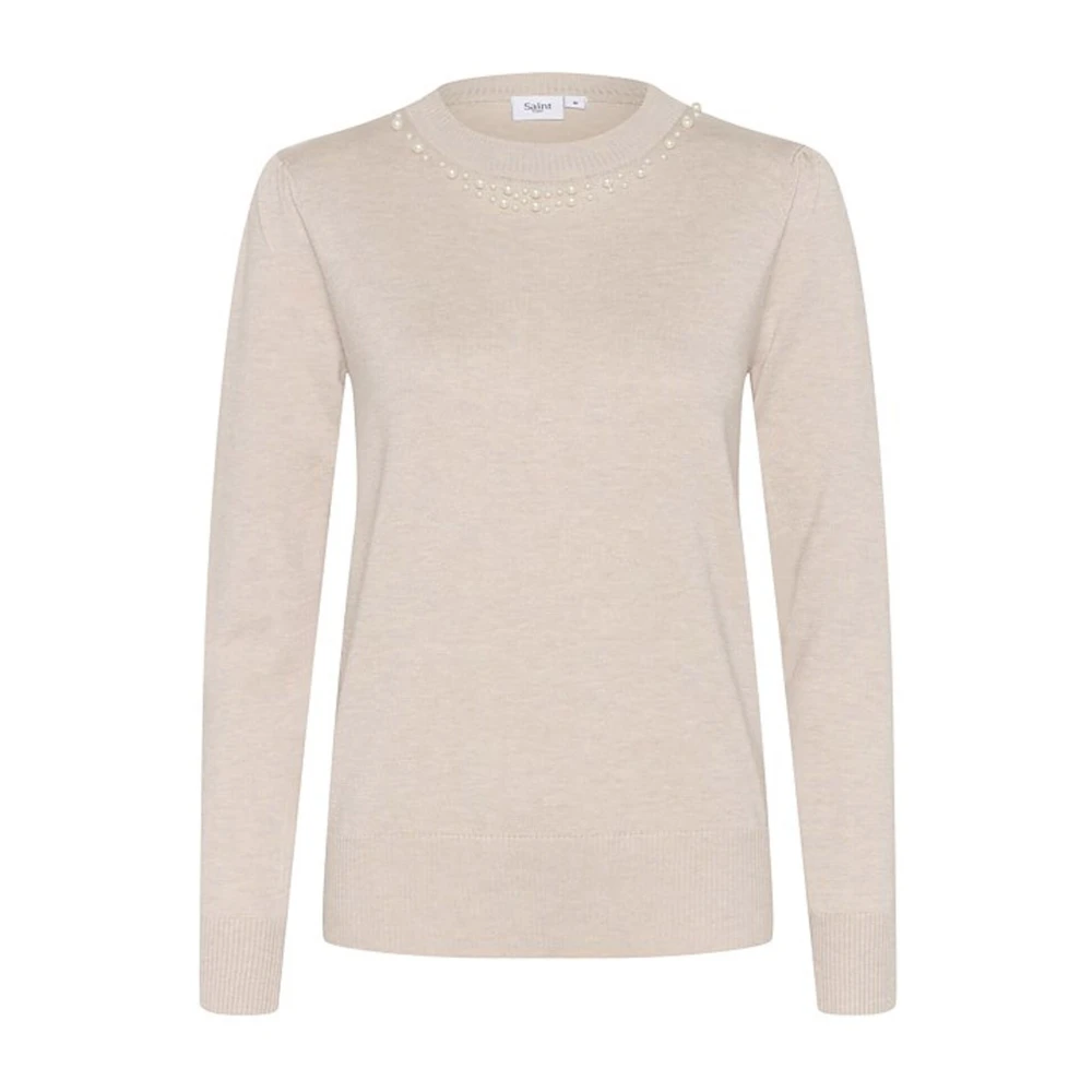 Saint Tropez Grijze Morn Melange Cardigan Sweater Beige Dames