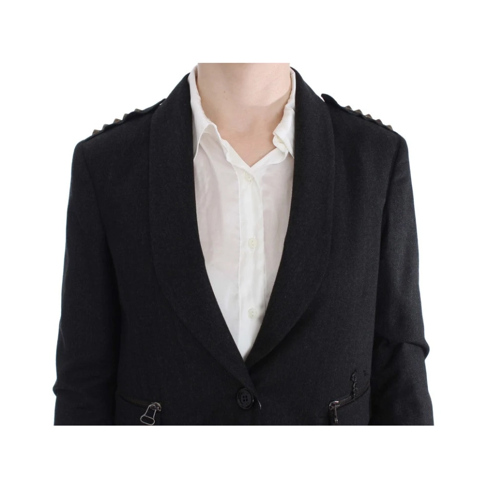 Exte Elegante Grijze Blazerjas met Gouden Knopen Gray Dames