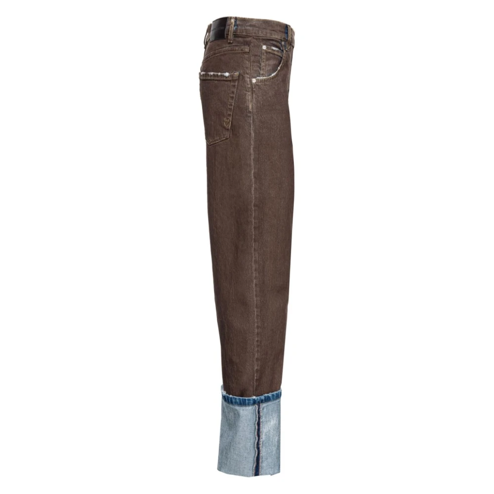 pinko Bruine Katoenen Jeans met Manchet Brown Dames