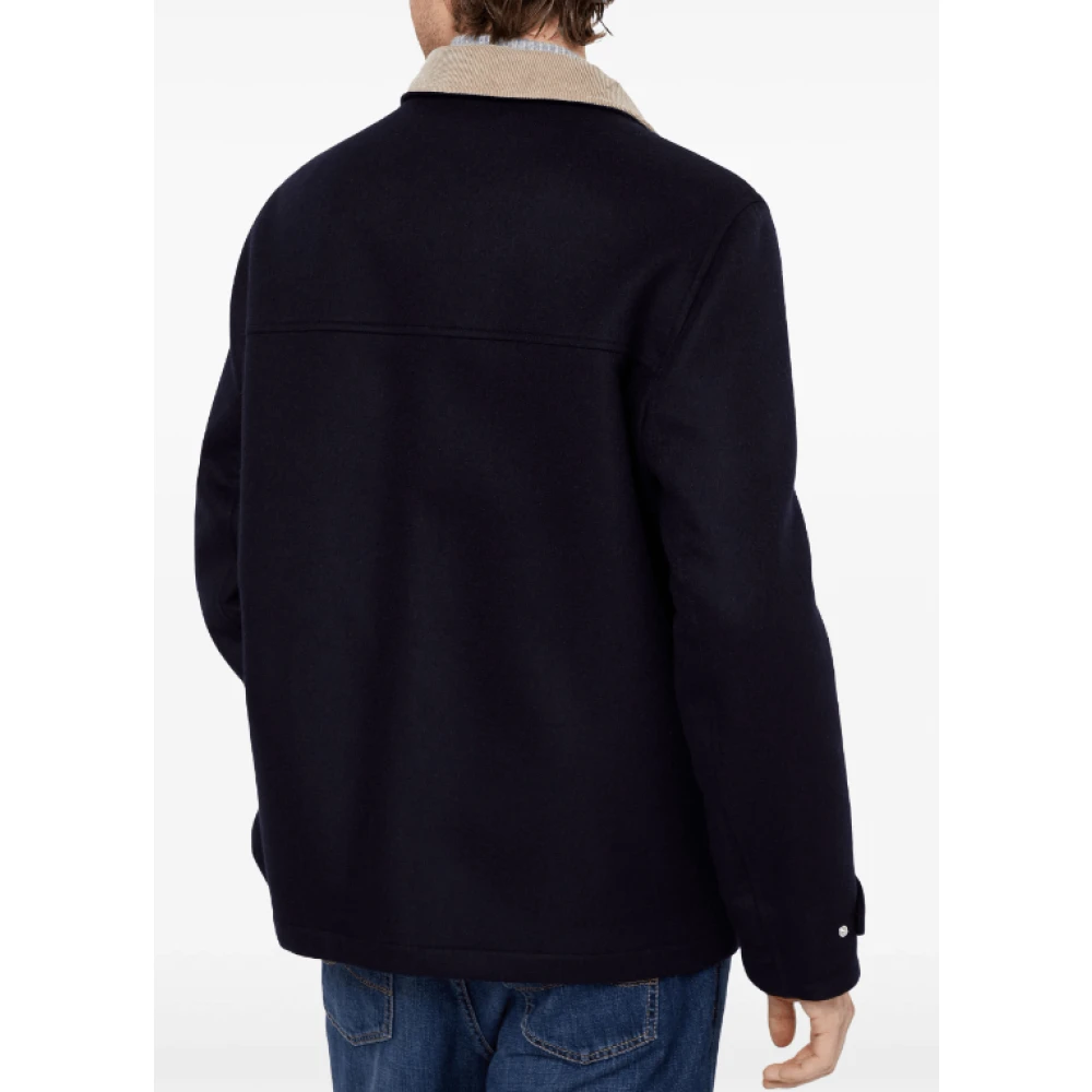BRUNELLO CUCINELLI Midnight Blue Wool Shirt Jacket Blue Heren