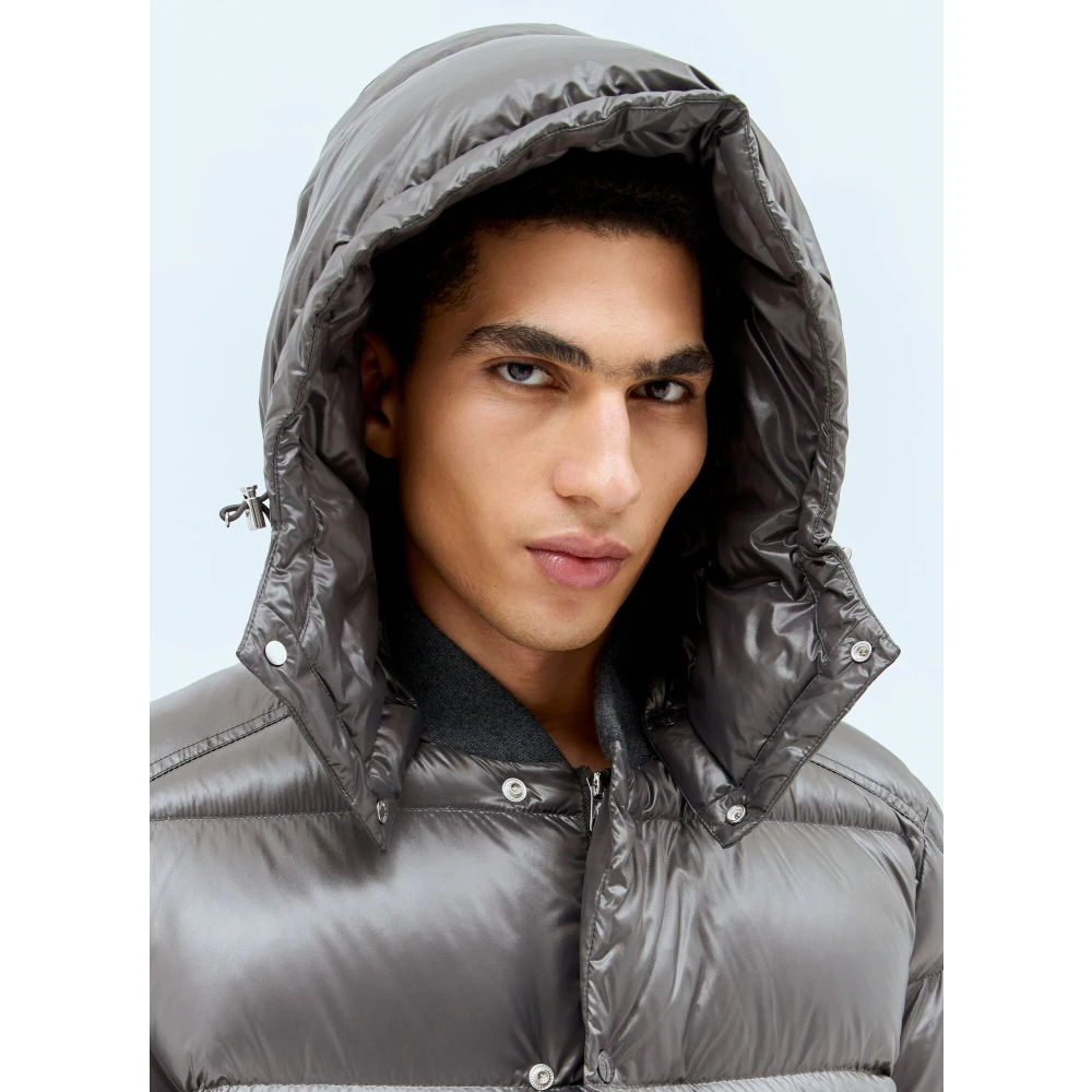Moncler Gewatteerd Donsjack met Afneembare Capuchon Gray Heren