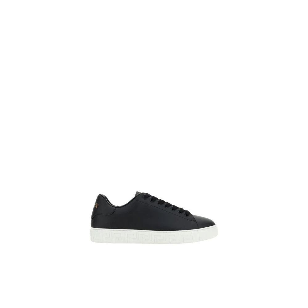 Versace Men's Black Greek Embossed Sneakers