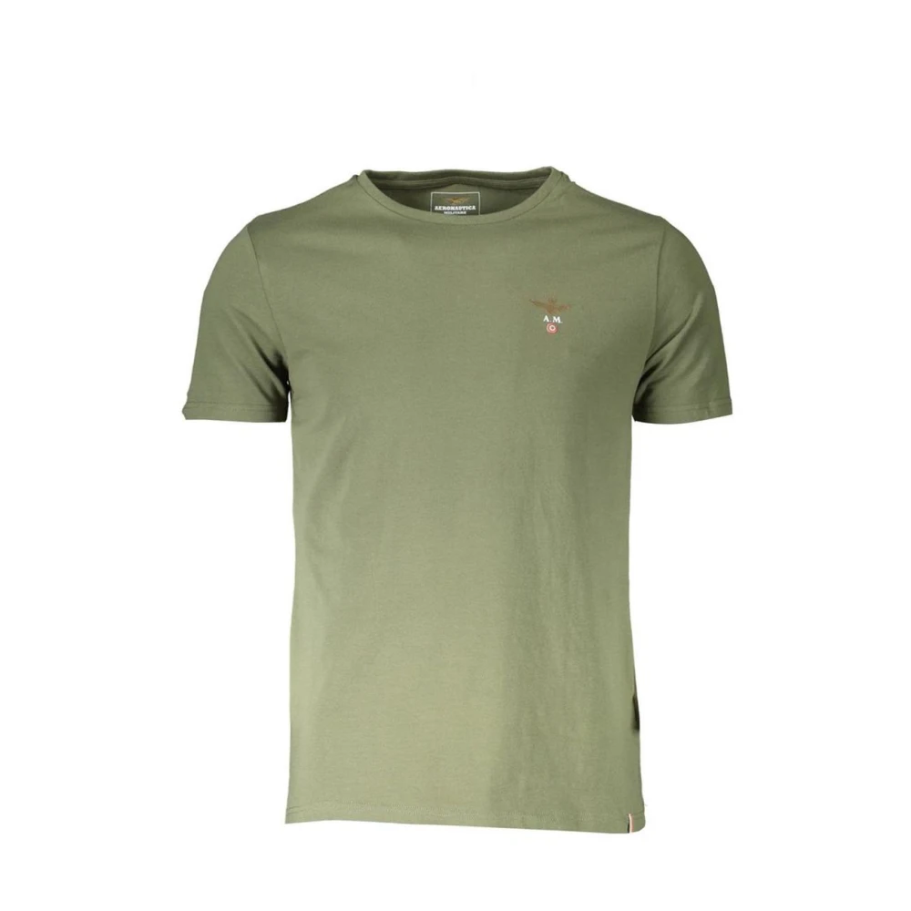 Aeronautica Militare Men's Green T-Shirts, M, Short Sleeve Crew Neck Tshirt