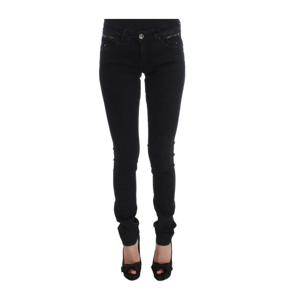 Costume National Slim Fit Designer Jeans in Zwart Black Dames