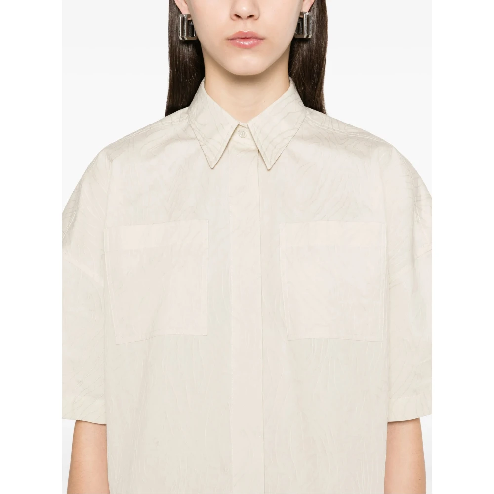 BRUNELLO CUCINELLI Elegante damesblouse met korte mouwen Beige Dames