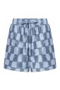 blauw-geruite-elastische-taille-shorts