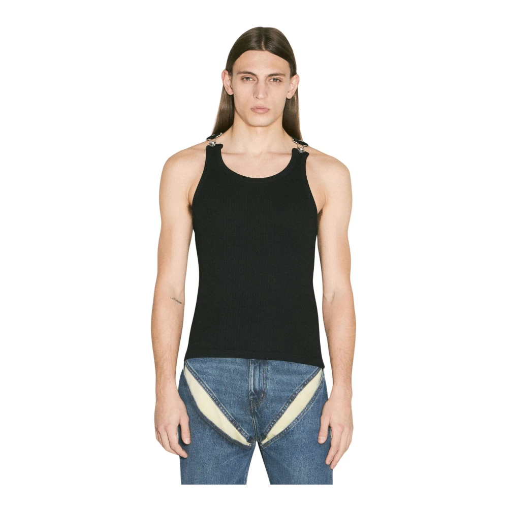 Jean Paul Gaultier Geribbelde Overall Gespen Tanktop Black Heren