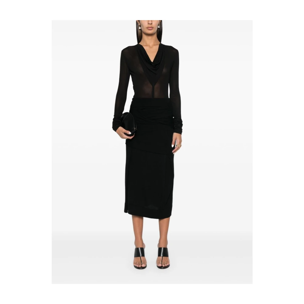 TotêMe V-hals Gedrapeerde Top Black Dames