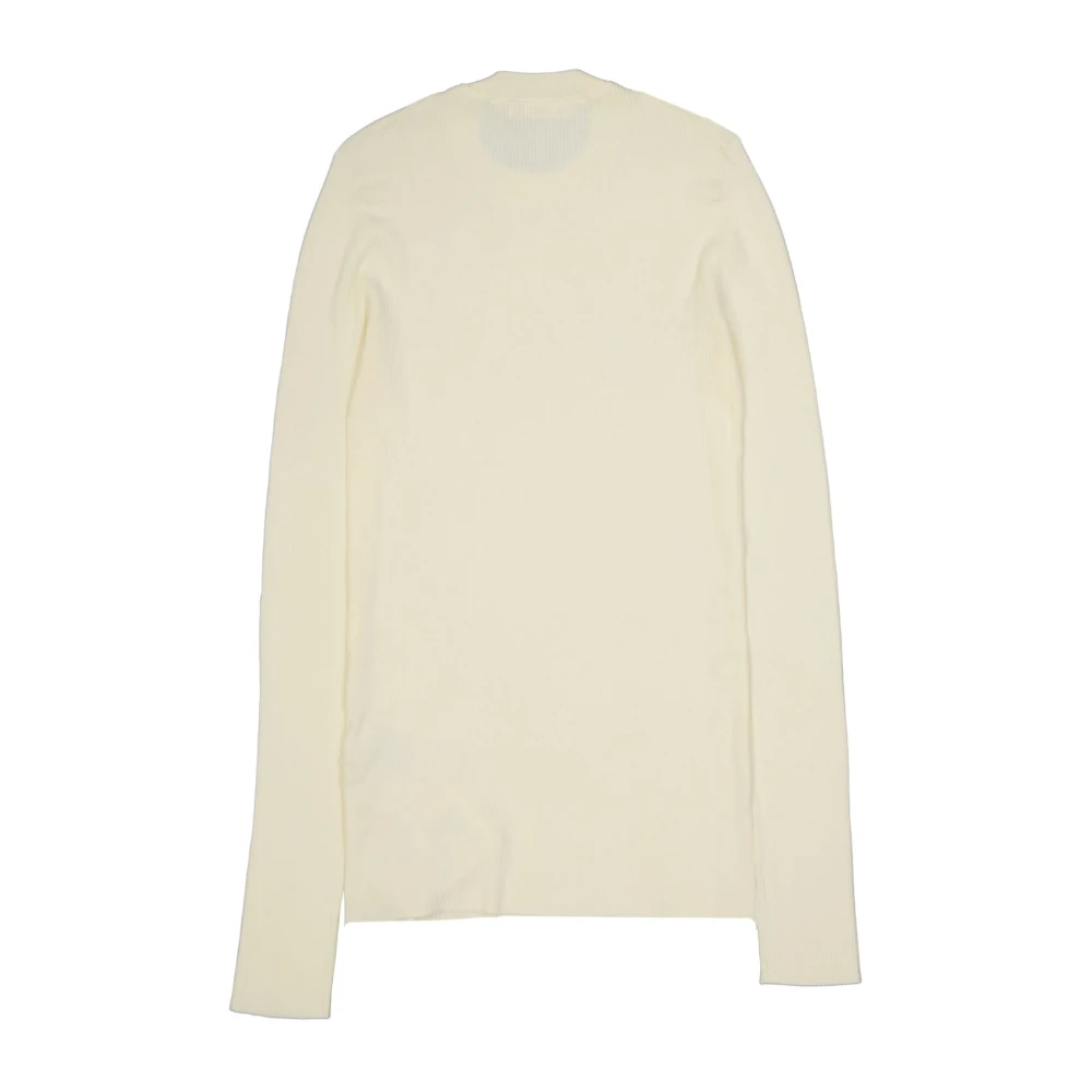 Jil Sander Logo Fitted Jumper met Crew Neck Beige Dames