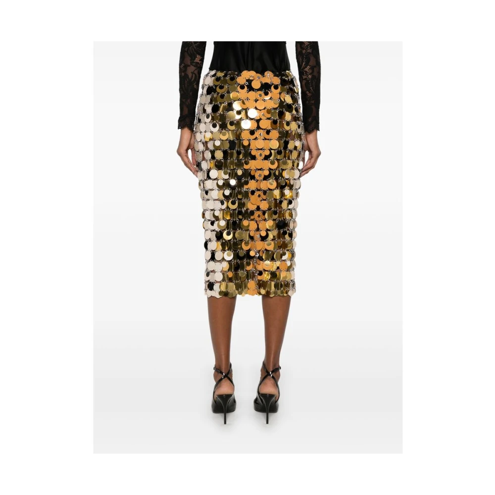 Paco Rabanne Pailletten Gelaagde Rok Yellow Dames