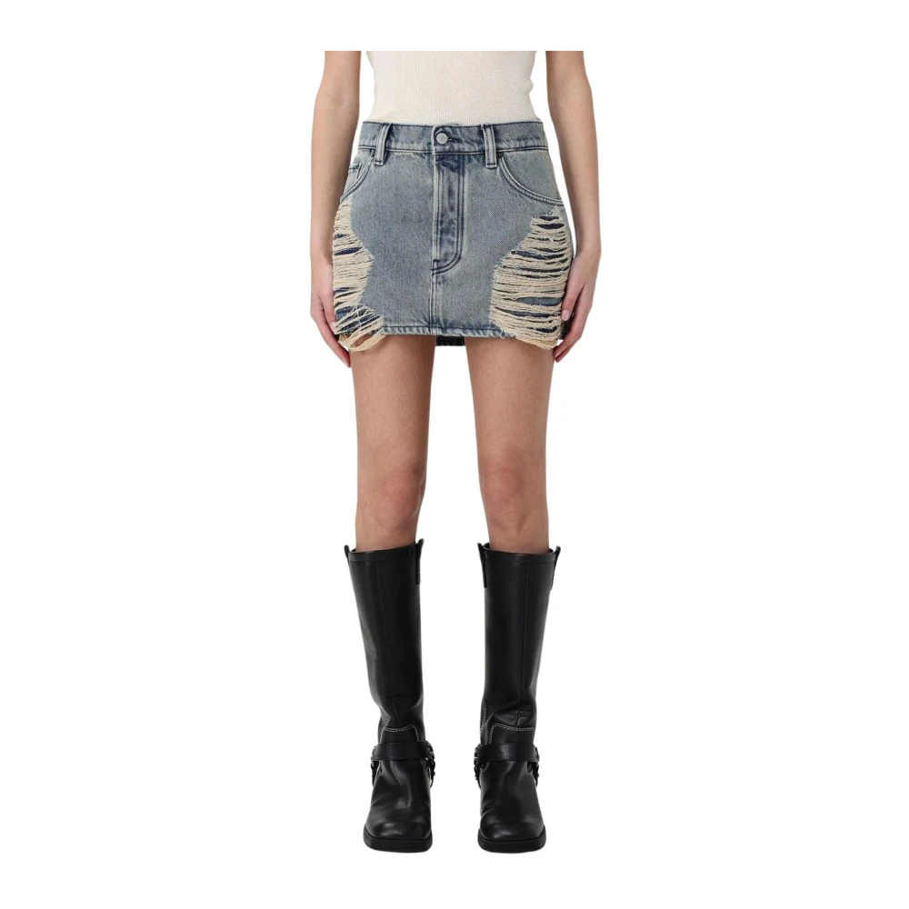 Acne Studios Women's Blue Distressed Denim Mini Skirt