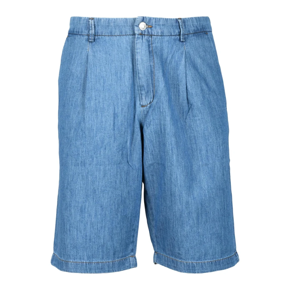 Daniele Alessandrini Katoenen Bermuda Shorts met Plooien Blue Heren