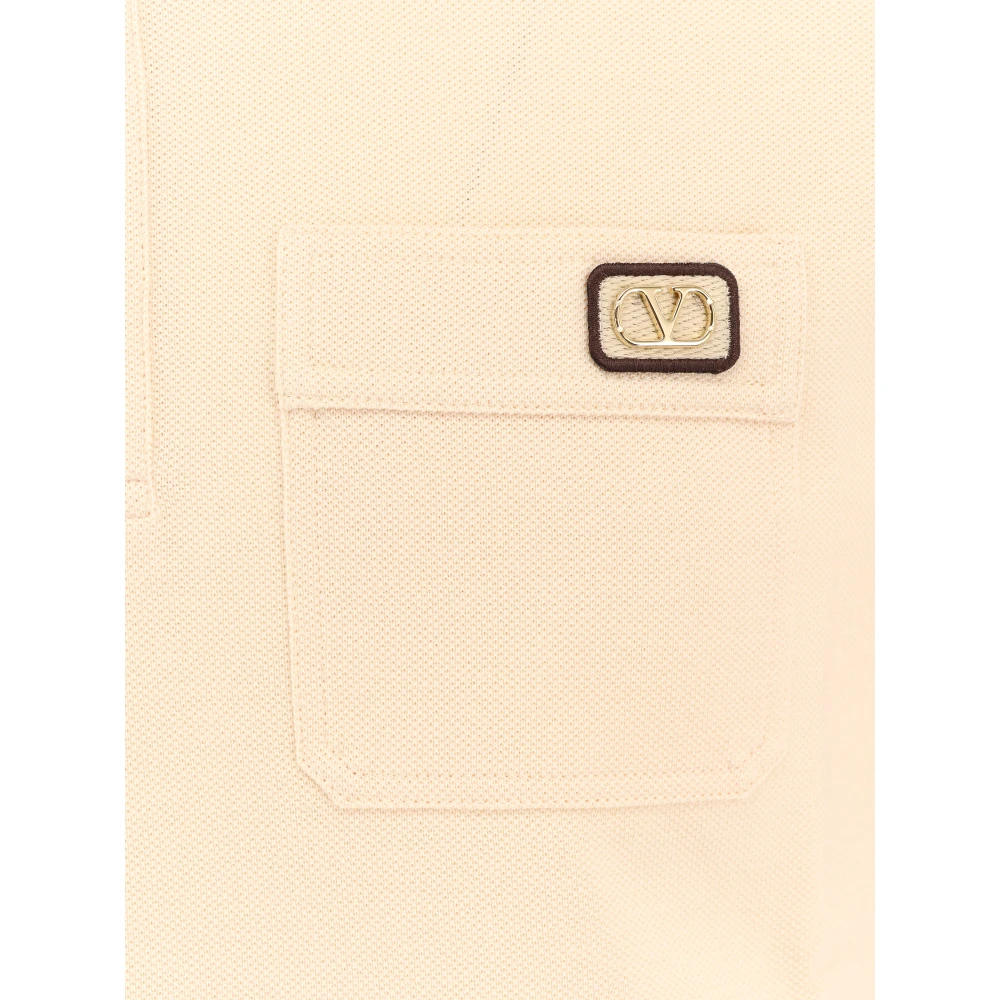 Valentino Piquet Polo Shirt met VLogo Patch Beige Heren