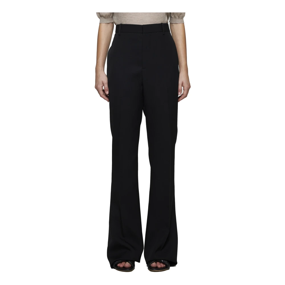Bottega Veneta Zwarte Wollen Flared Broek Black Dames