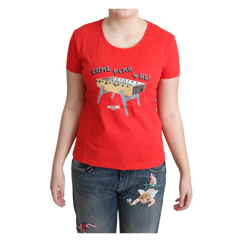 Moschino Women's Red Round Neck Short Sleeve T-Shirt