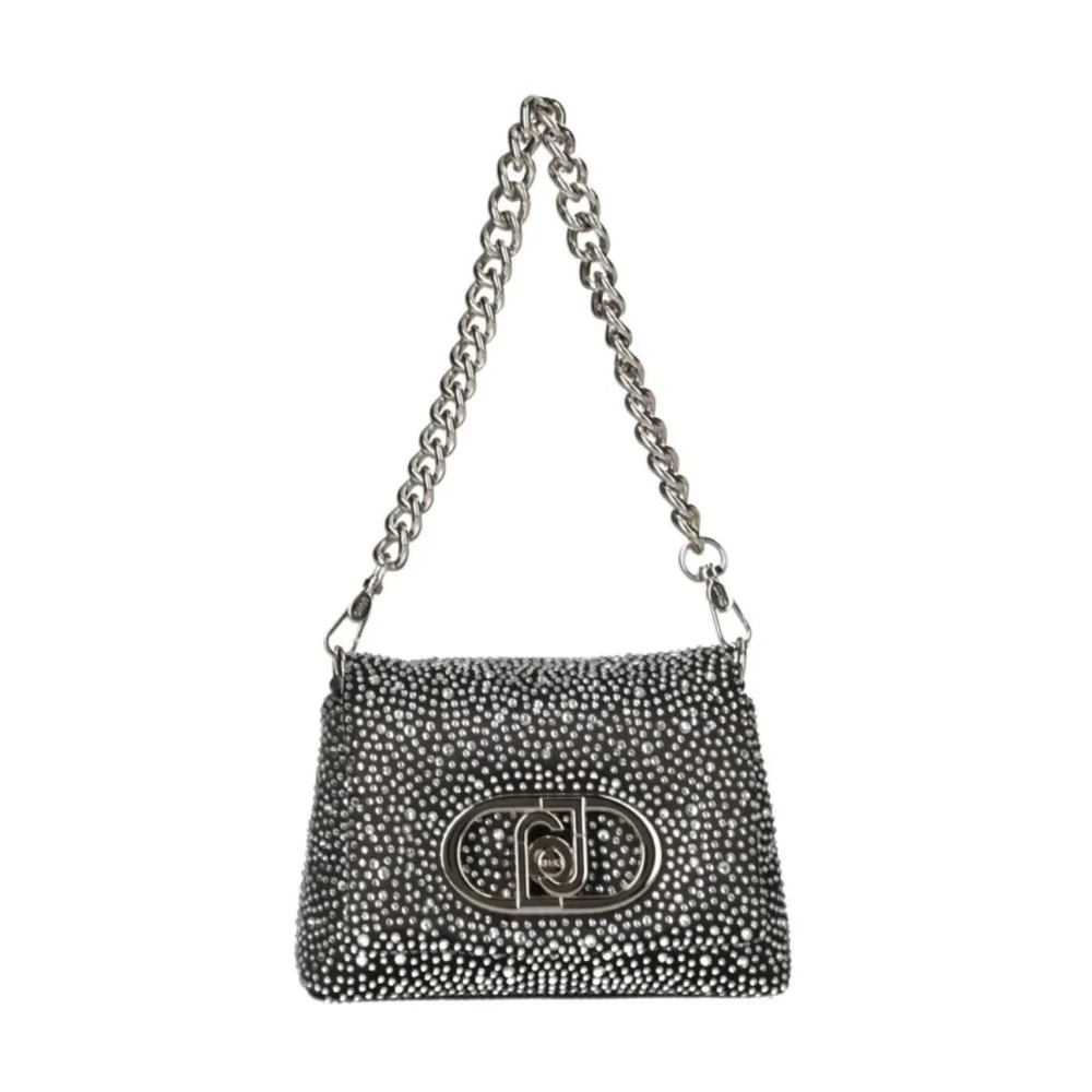 Liu Jo Puffy Satijnen Schoudertas met Strass Black Dames