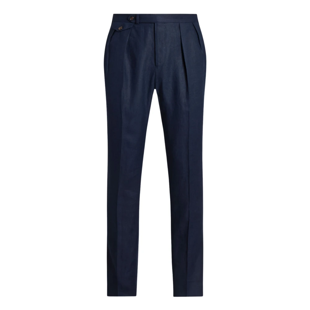 Ralph Lauren Men's Blue Suit Trousers, W32, Pleated Linen Trouser
