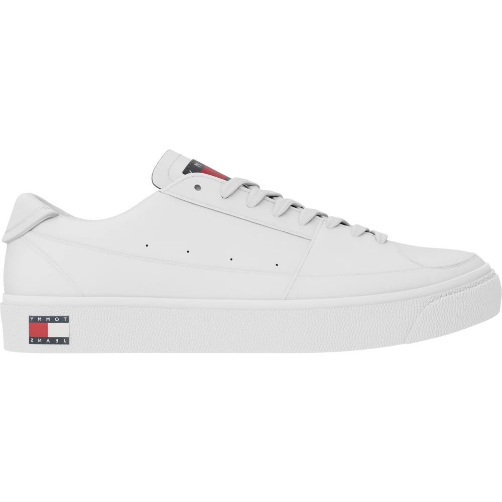 Tommy Jeans Men's White Leather Low Top Trainers - Sneakers - 11 Uk - Shoes