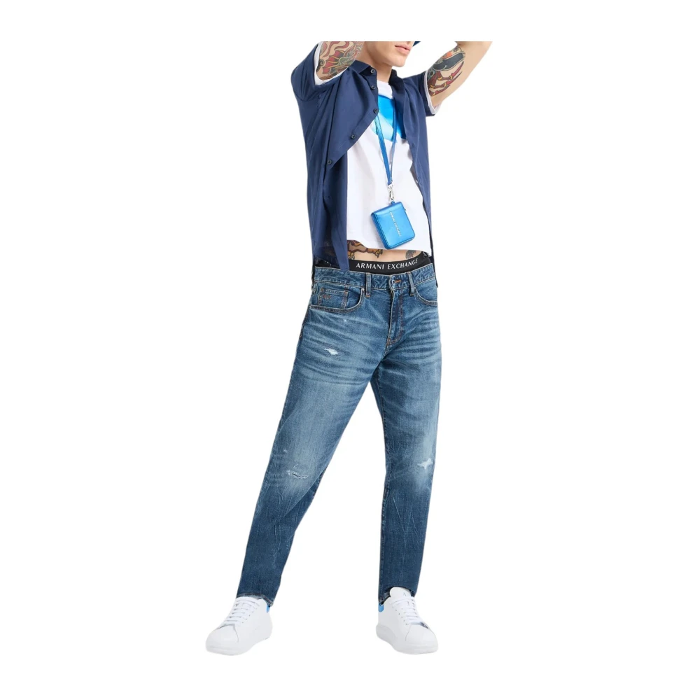 Armani Exchange Indigo Denim Jeans 5 Zakken Stijl Blue Heren