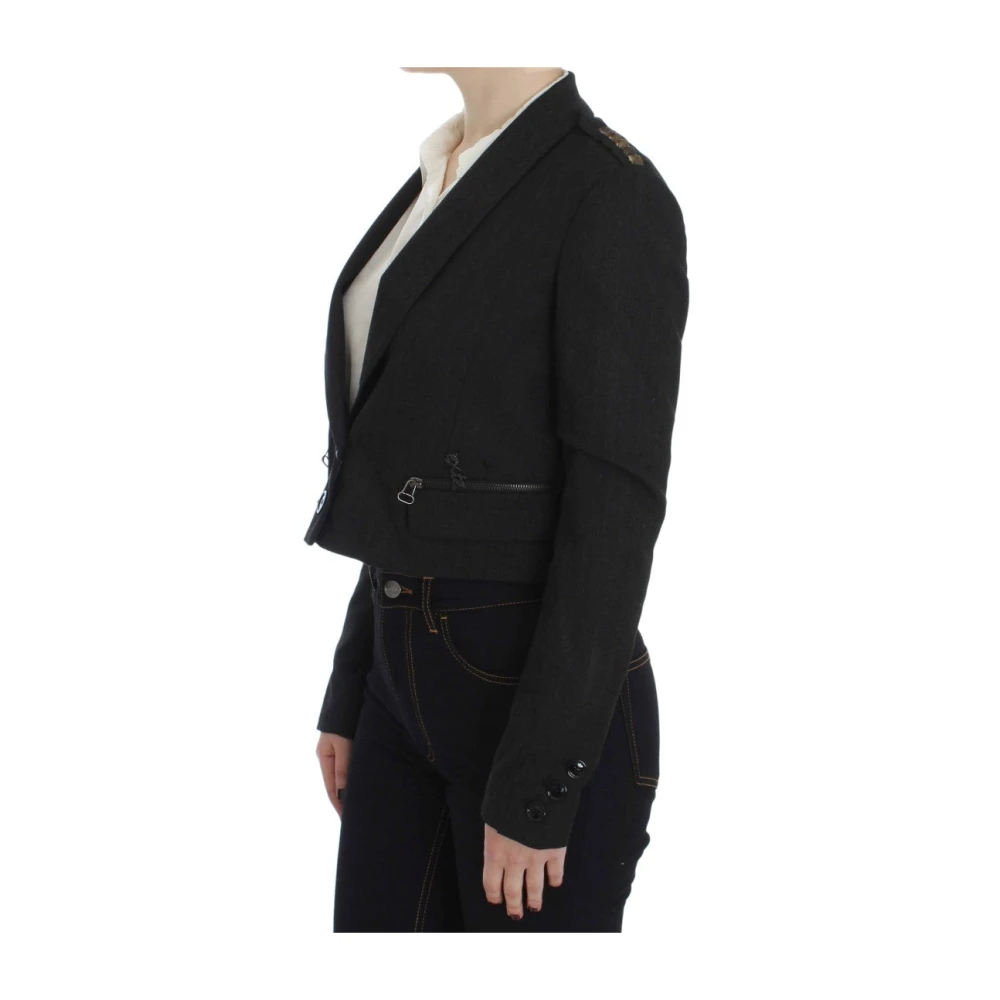 Exte Elegante Grijze Blazerjas met Gouden Knopen Gray Dames