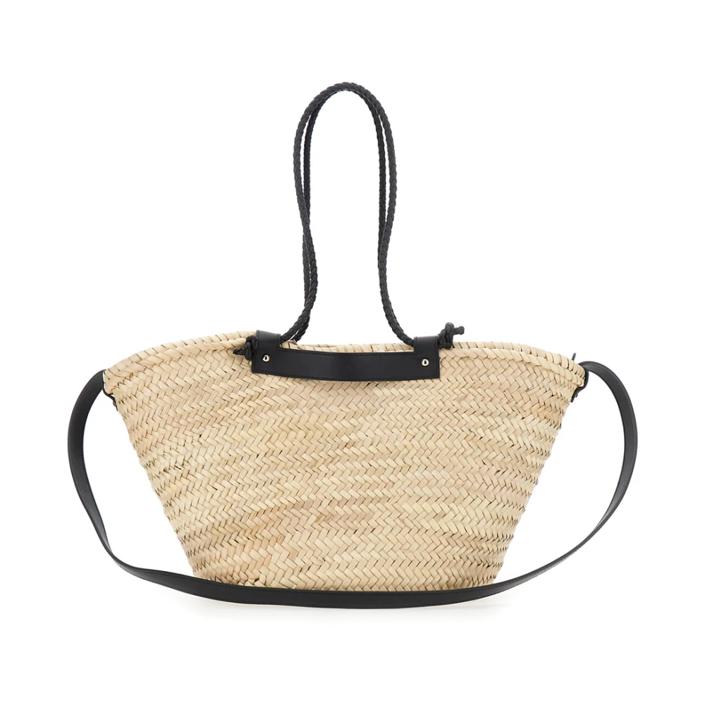 Castañer Zwarte tote tas met geperforeerd logo Beige Dames