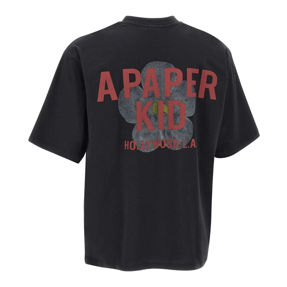 A Paper Kid Zwarte Katoenen T-shirt met Logoprint Black Heren
