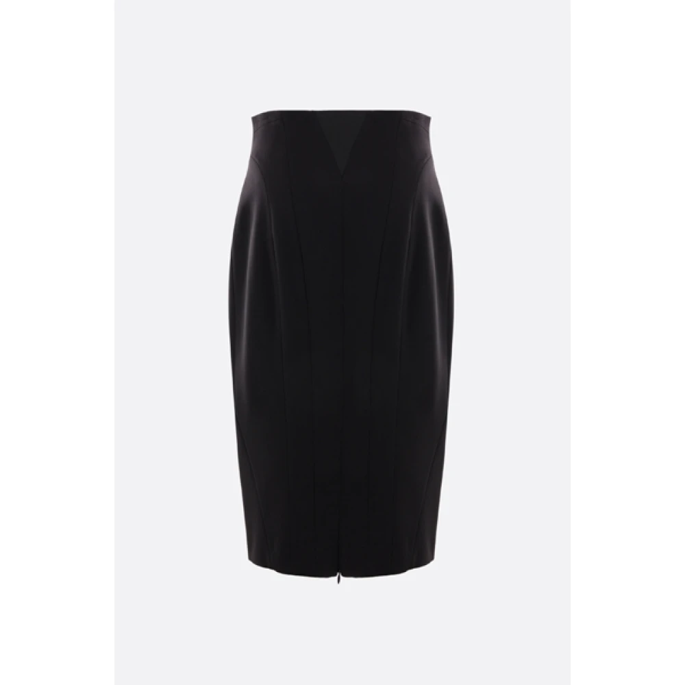 Alaïa Zwarte Stretch Wollen Pencil Rok Black Dames