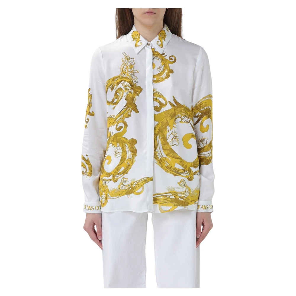 Versace Jeans Couture Barocco Print Wit Overhemd White Dames