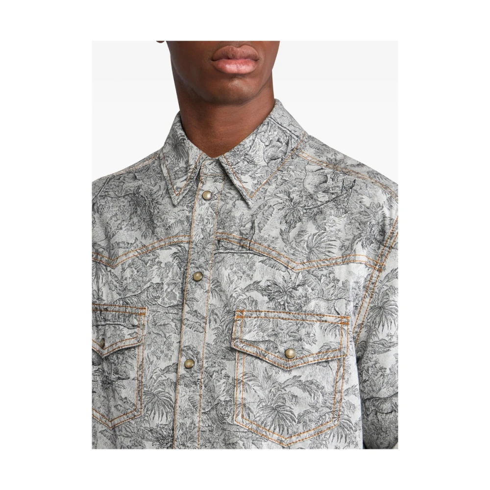 ETRO Grijze Knoopshirt met Zakken Gray Heren
