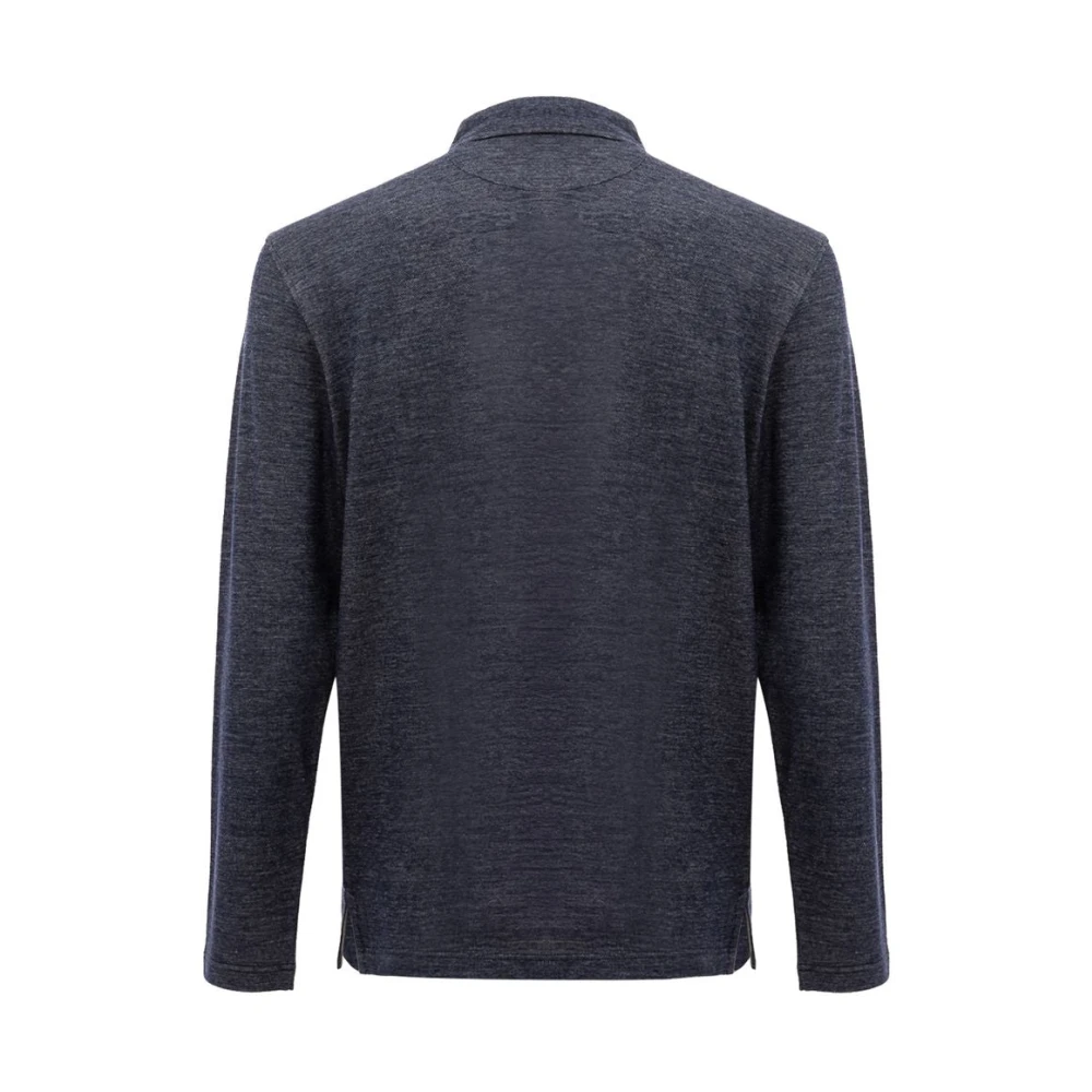 Corneliani Blauwe Wollen Poloshirt Blue Heren
