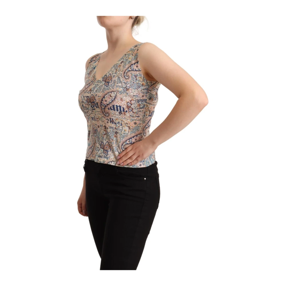 John Galliano Multicolor Mouwloos V-hals Tanktop Multicolor Dames