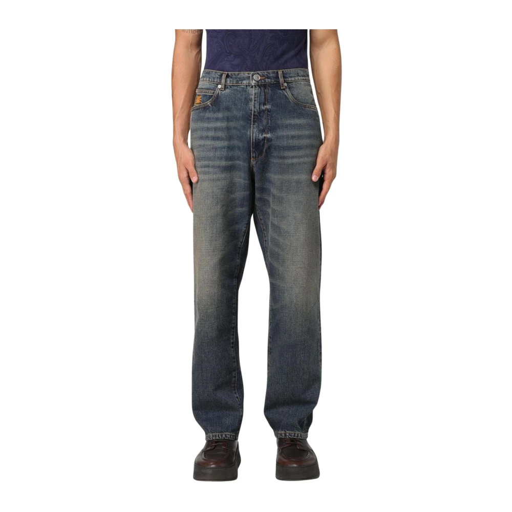 Etro Men's Blue Straight Jeans,, Classic Relaxed Fit Jeans W34