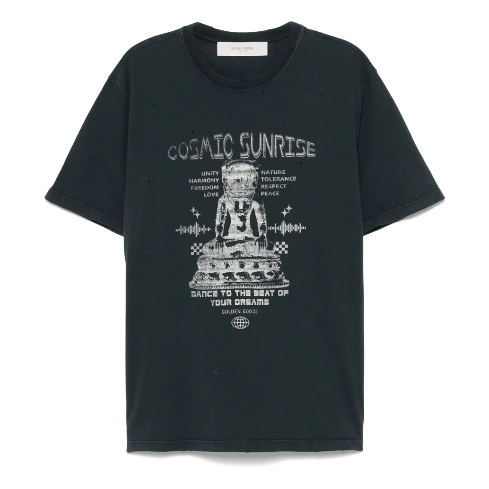 Golden Goose T-shirts en polo`s met Cosmic Sunrise Gradient Print Black Heren